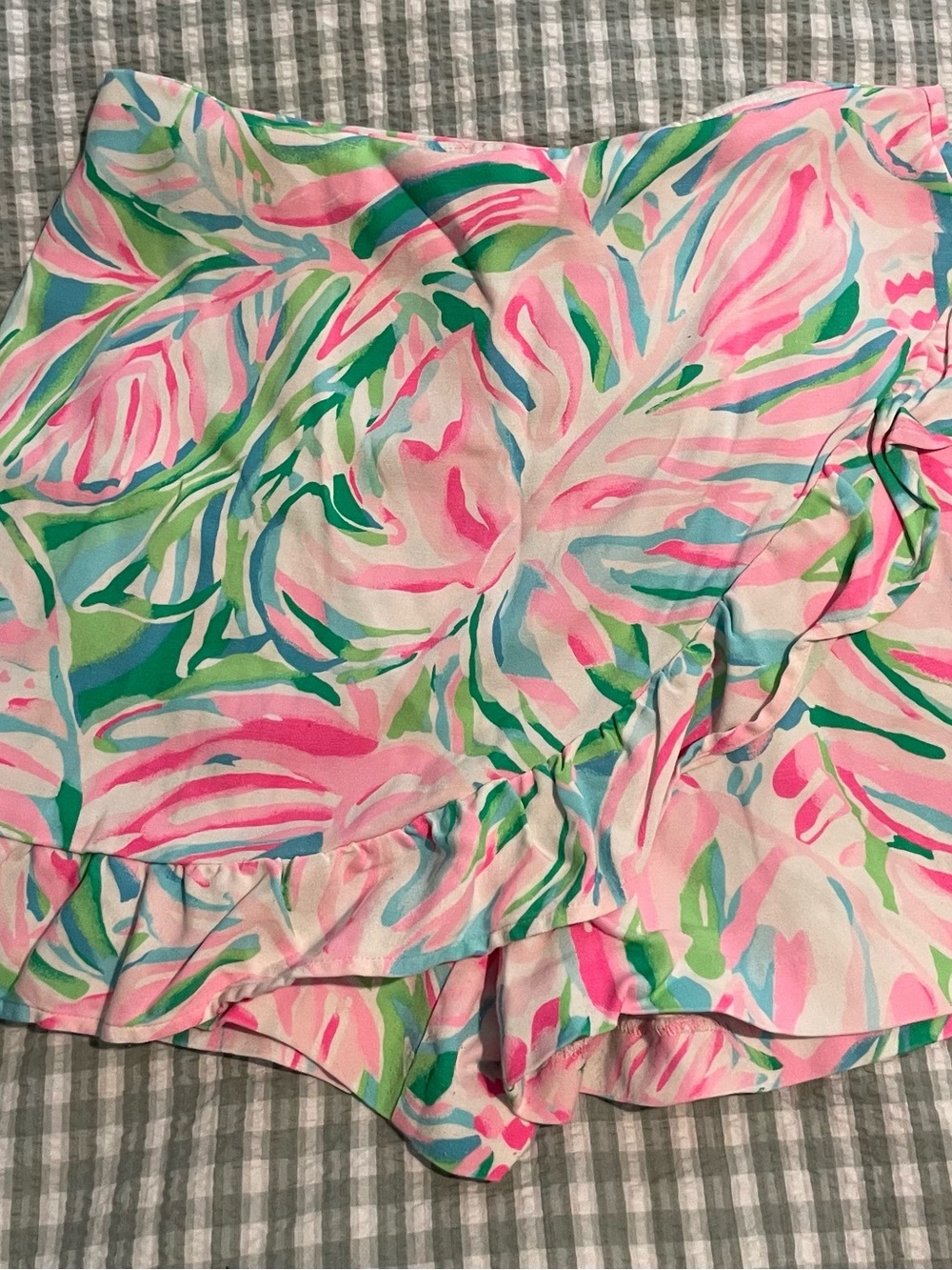 Lilly Pulitzer Pink Tropical Ruffle Skort with Green & Blue Accents
